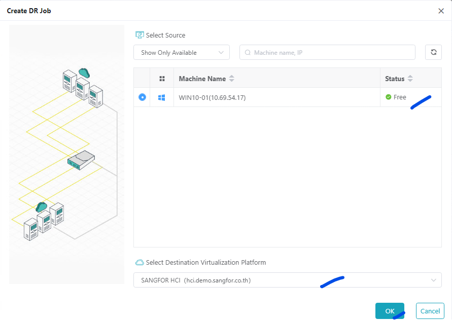 Select source/destination