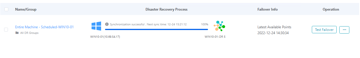 Test failover menu