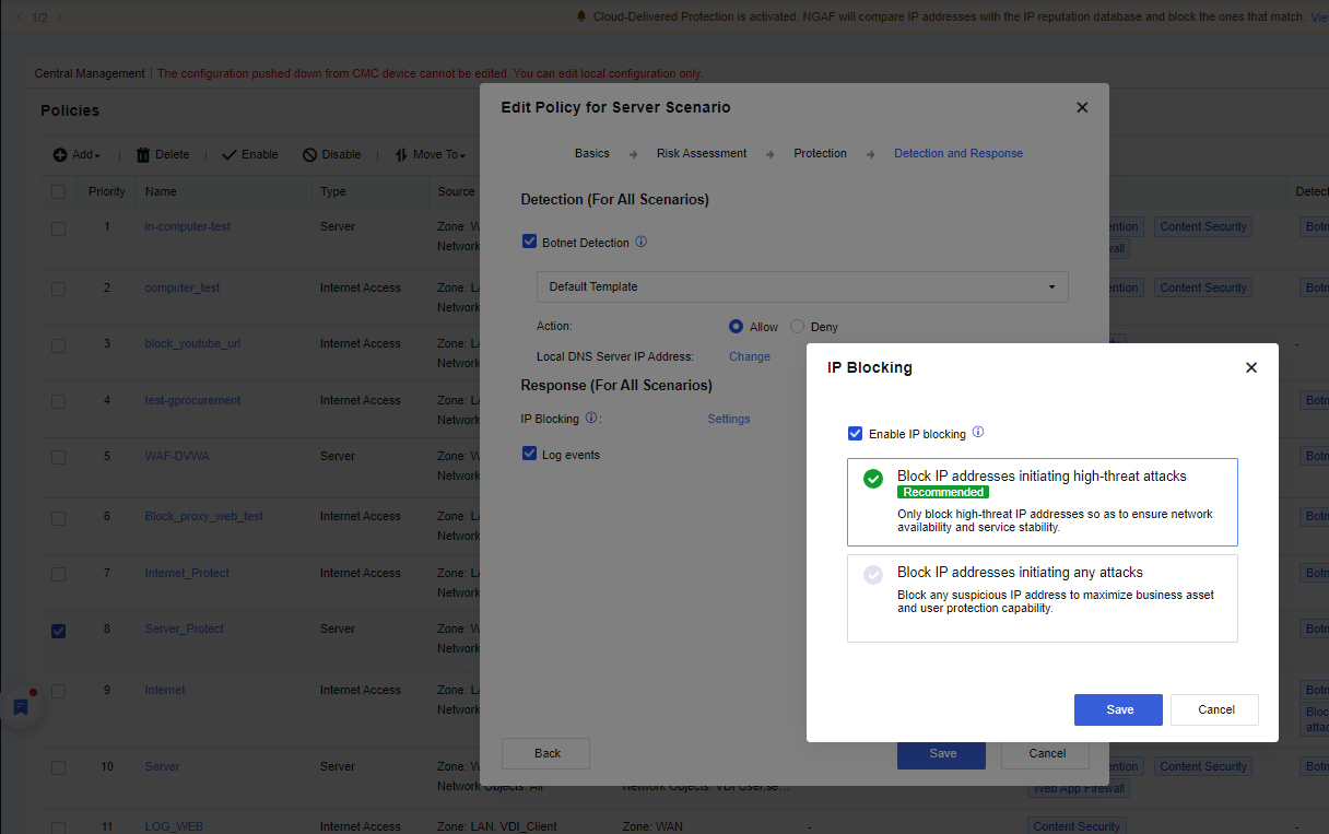 IP Blocking in Security Policy