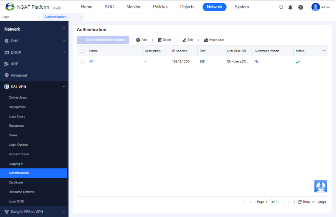 LDAP Connection Status