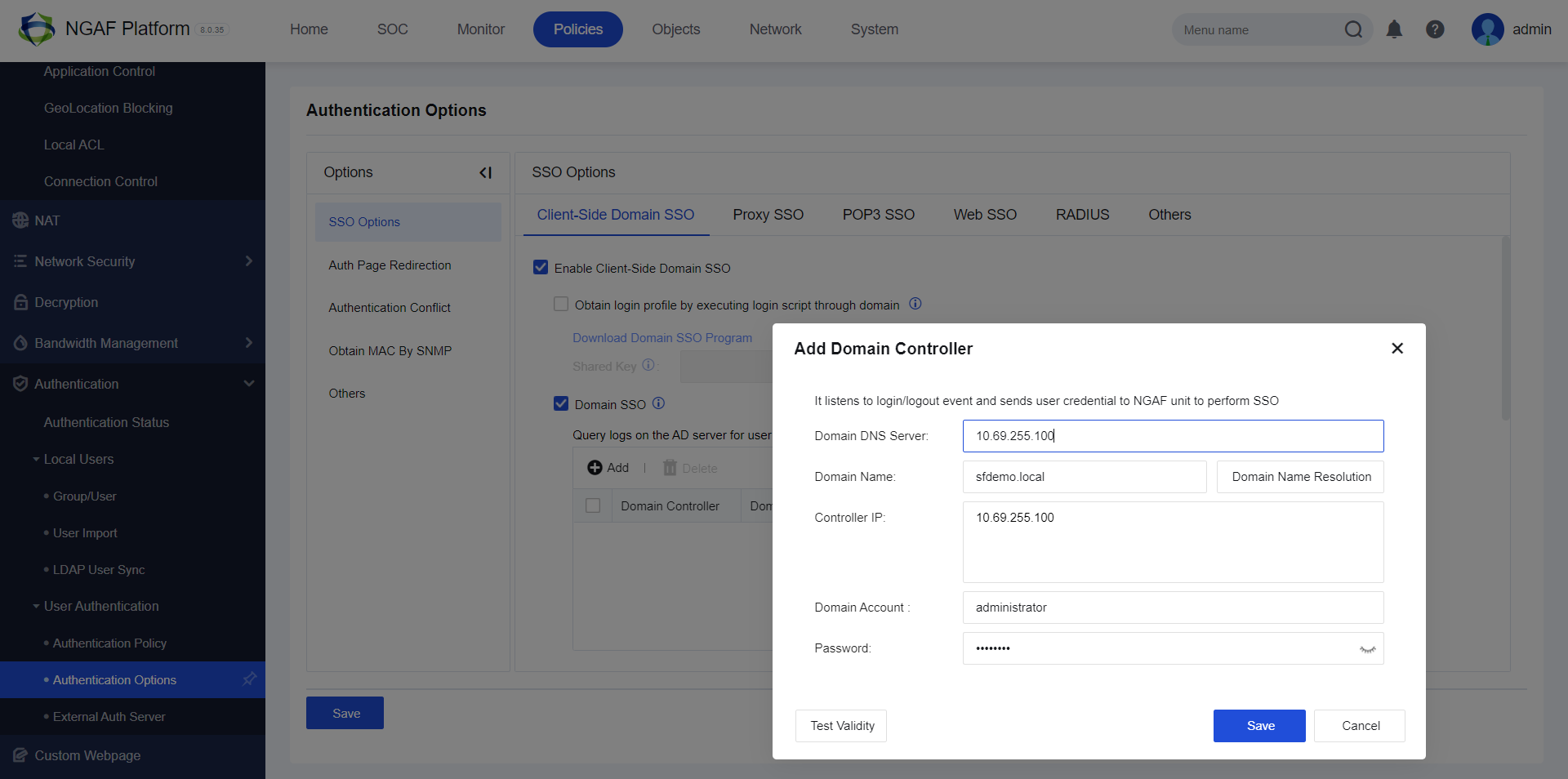 Domain SSO Configuration