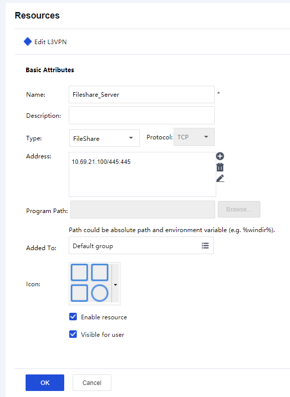 Fileshare Resource Configuration