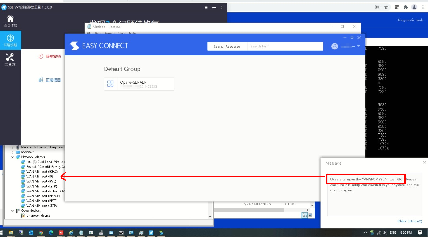 Sangfor SSL VPN Adapter in Device Manager