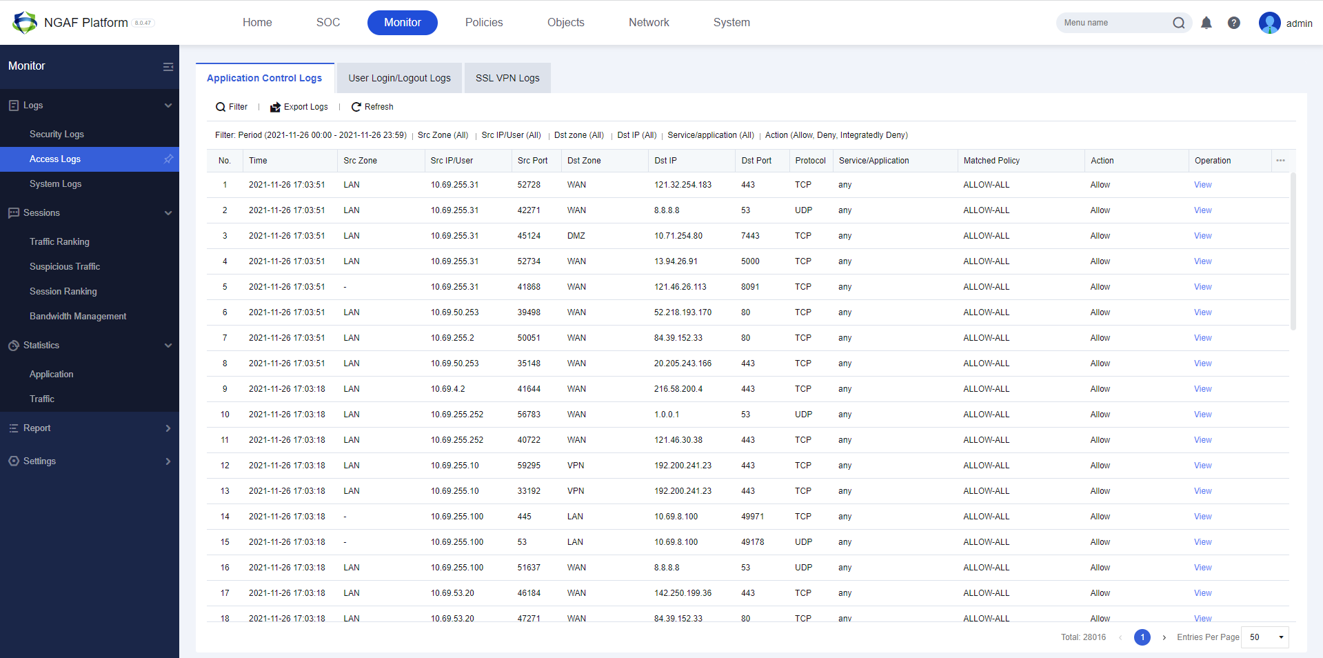 Application Control Log Results