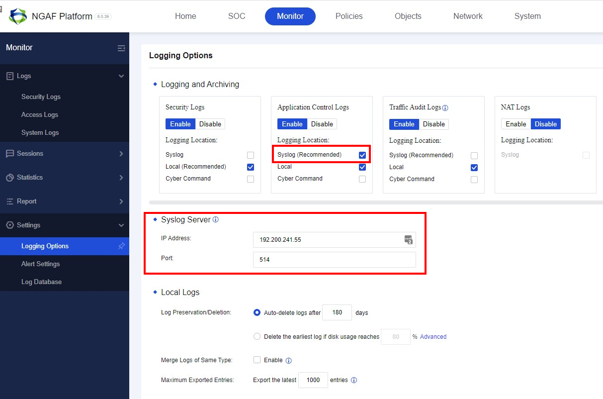 Syslog Configuration