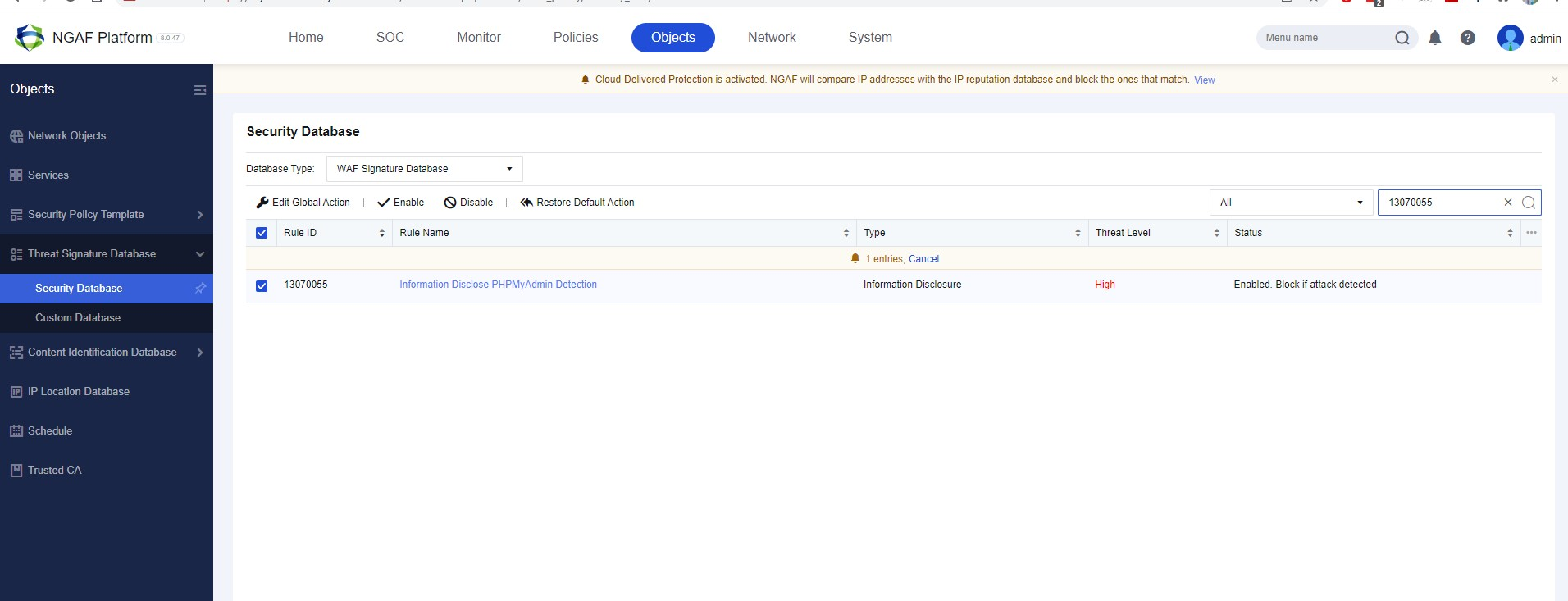 Search Rule ID in Security DB