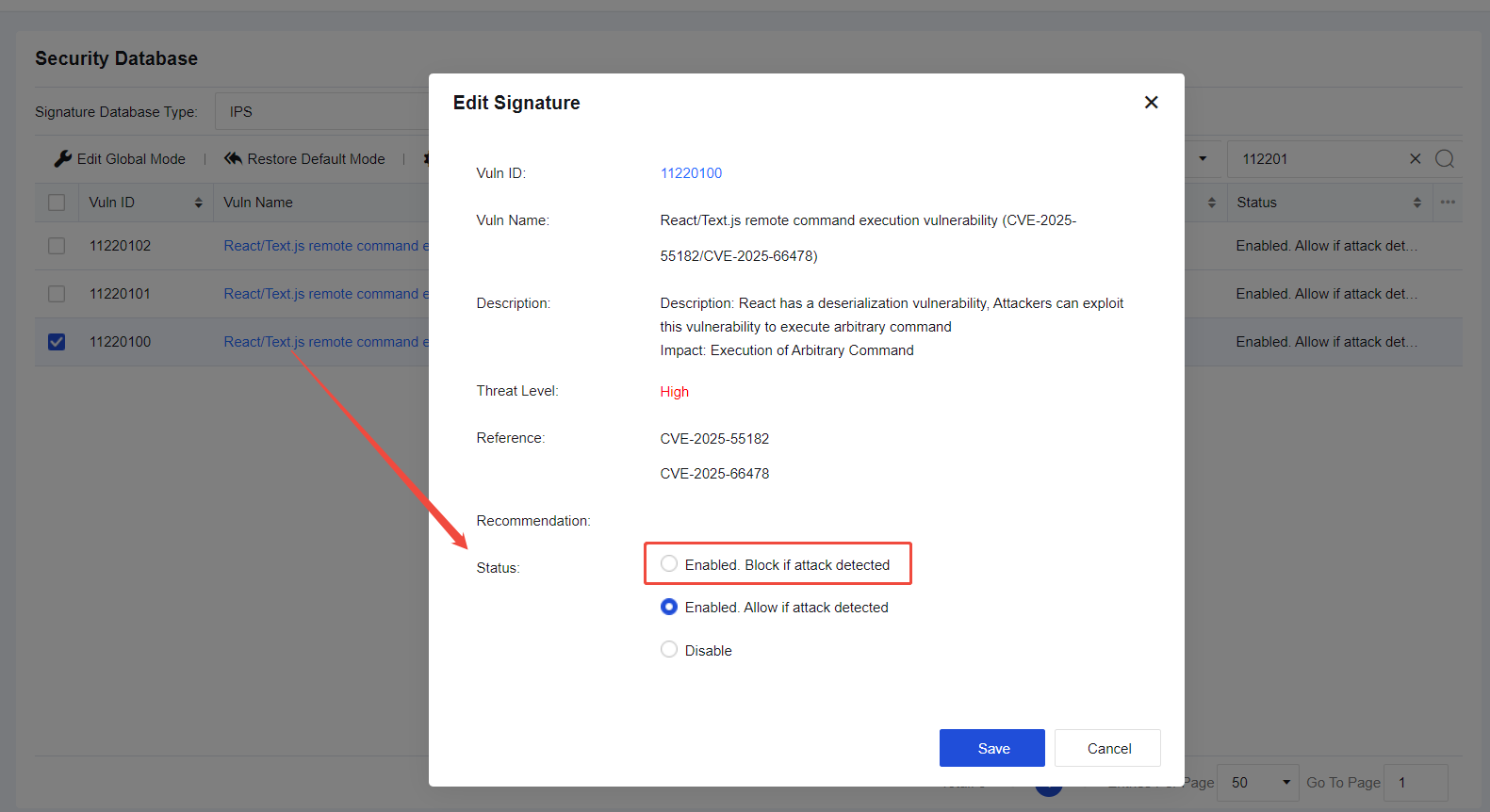 Signature Action Settings