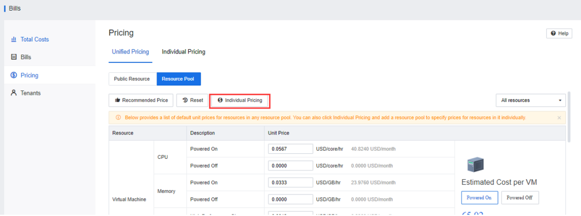 System services management interface showing API, Billing Center, and Application Center status and control buttons.