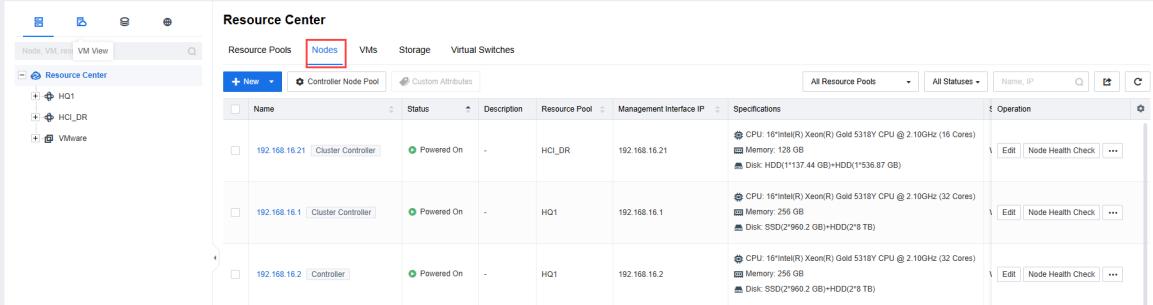 Edit Connection configuration dialog for an HCI cluster with fields for IP, credentials, and time sync.