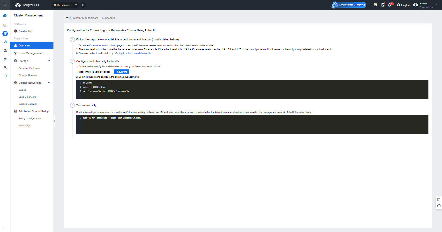 Kubeconfig Button