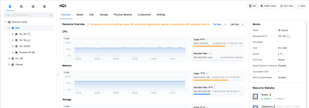 Port management dashboard showing a table of services like VM migration and NTP with their corresponding port numbers.