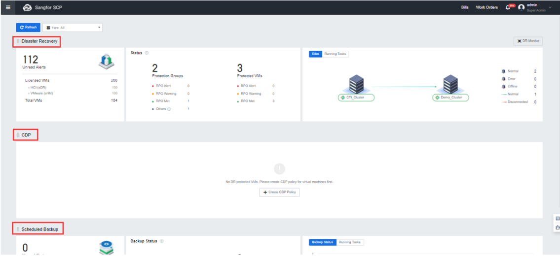 Detailed view of an ongoing recovery plan test with options to mark virtual machines as available.
