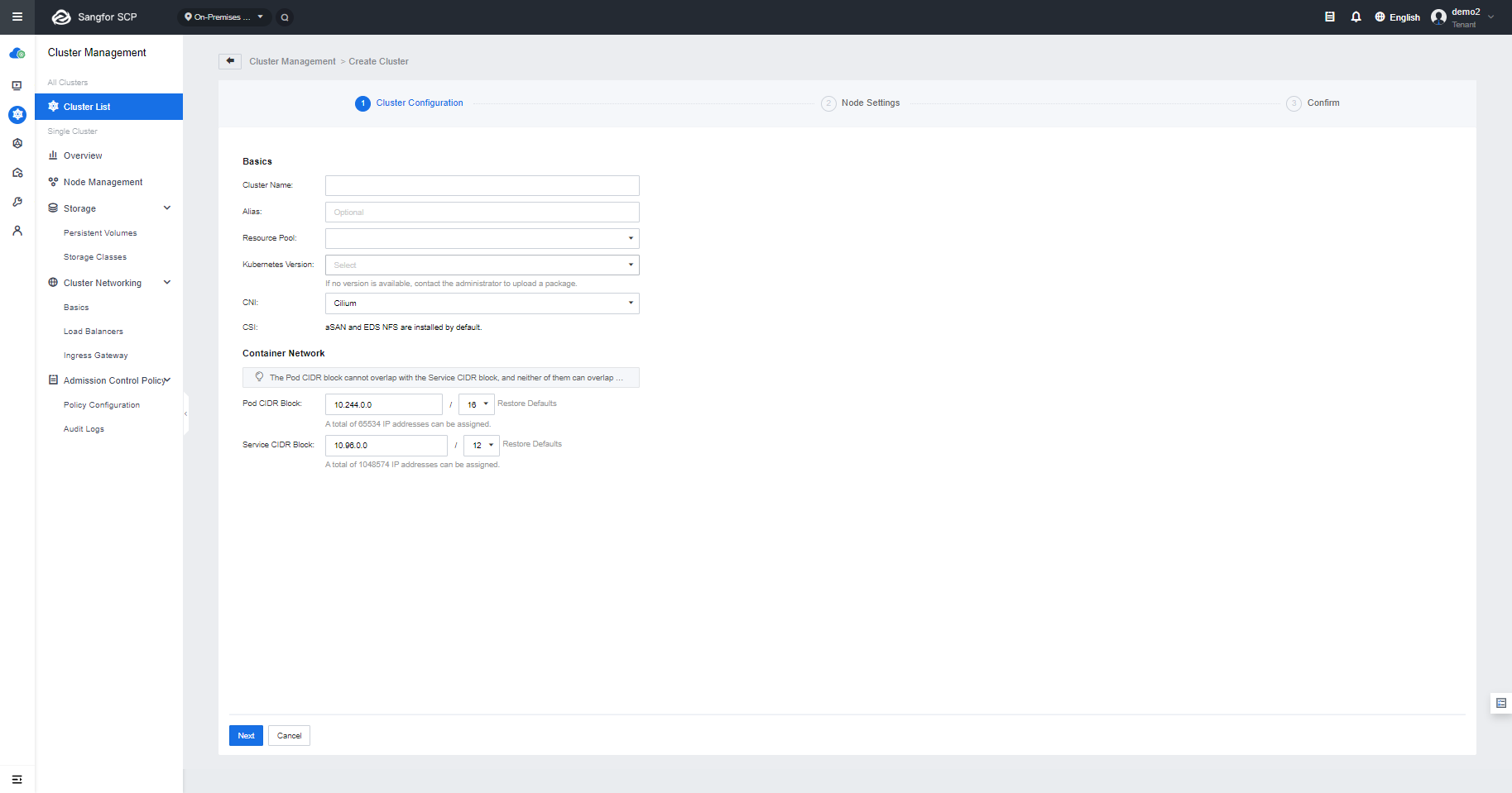New VPC Cluster
