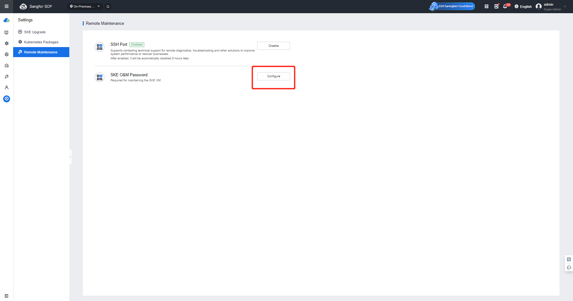 Configure O&M Password