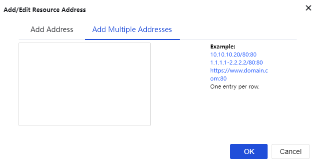 SSL VPN Resources page showing Resource Group creation form with Name, Description, Enable resource group checkbox, Display Options (icons/text), and Added To field