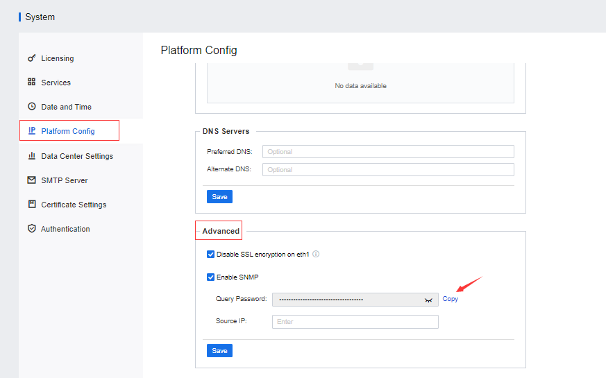Certificate settings interface providing options to upload a PFX file and enter a passphrase for security.