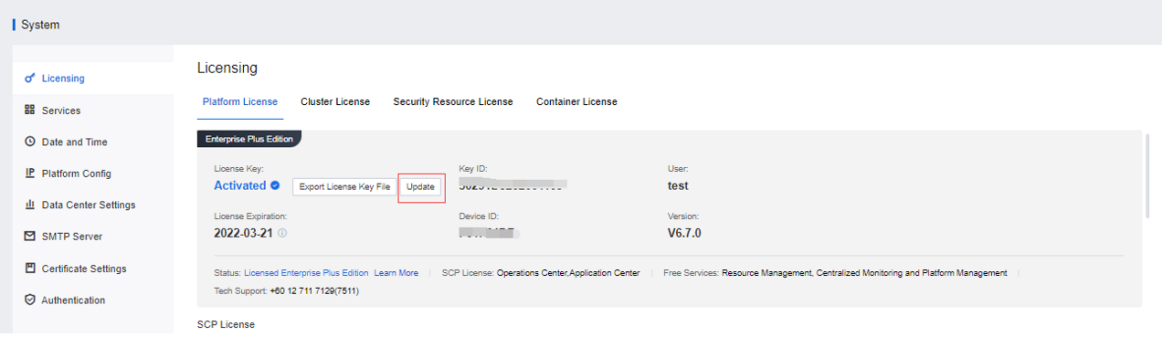The login portal for Sangfor Cloud Platform featuring a user authentication form with username and password fields.
