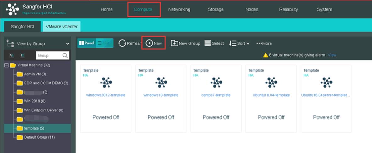Sangfor Cloud Platform text-based welcome screen providing a URL address to log in to the GUI.