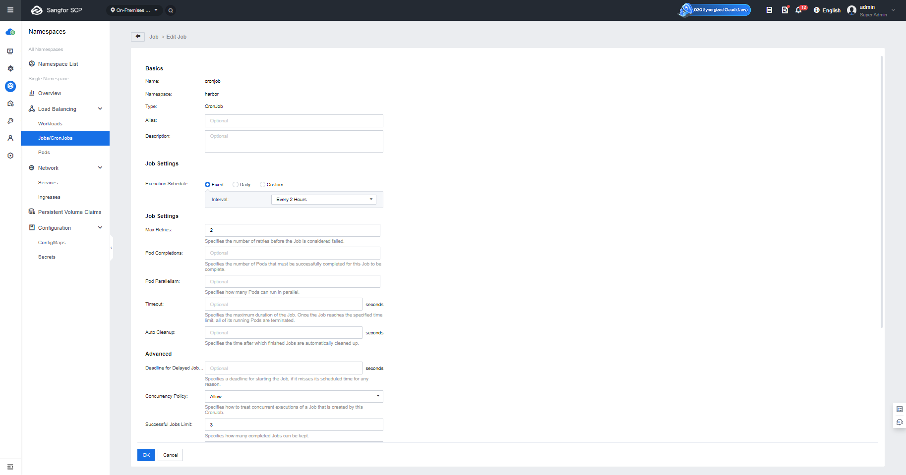Jobs/CronJobs Page