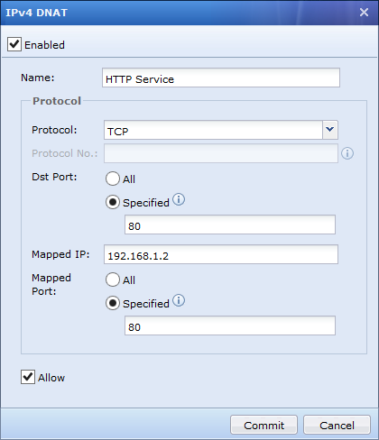 IPv4 DNAT Basic Rule configuration dialog