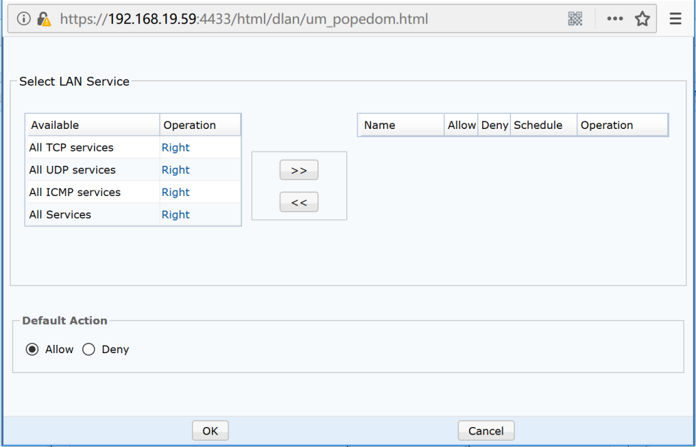 LAN Service access rights selection