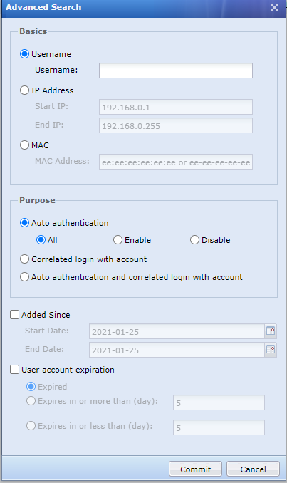 IAG User Binding - Advanced Search