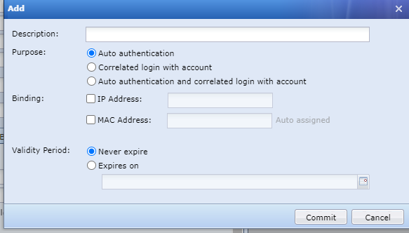 IAG User Binding Add Dialog