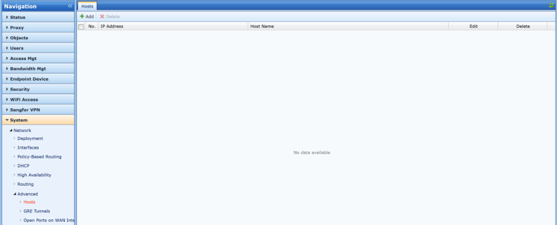 System Network navigation showing GRE Tunnels menu