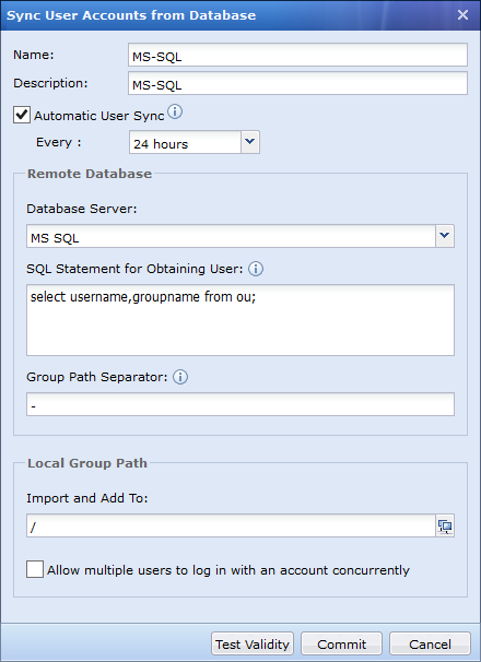 IAG Sync User Accounts from Database Configuration