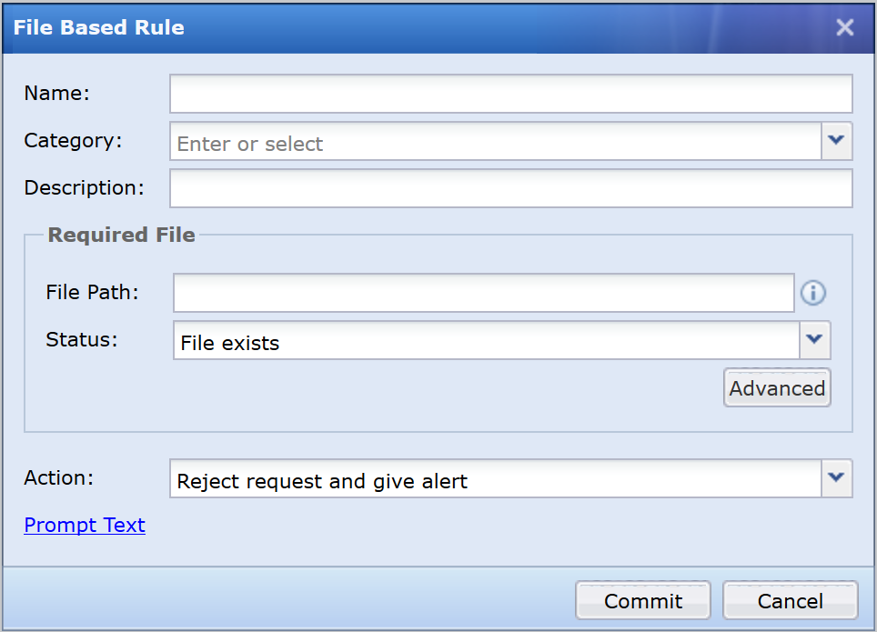 File Based Rule configuration dialog