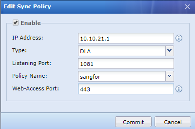 Edit Sync Policy dialog