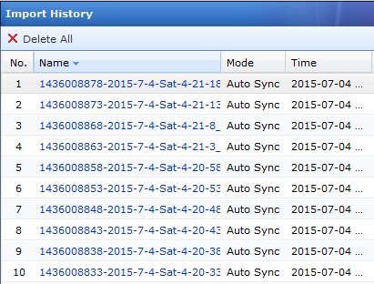 IAG Synchronization Import History