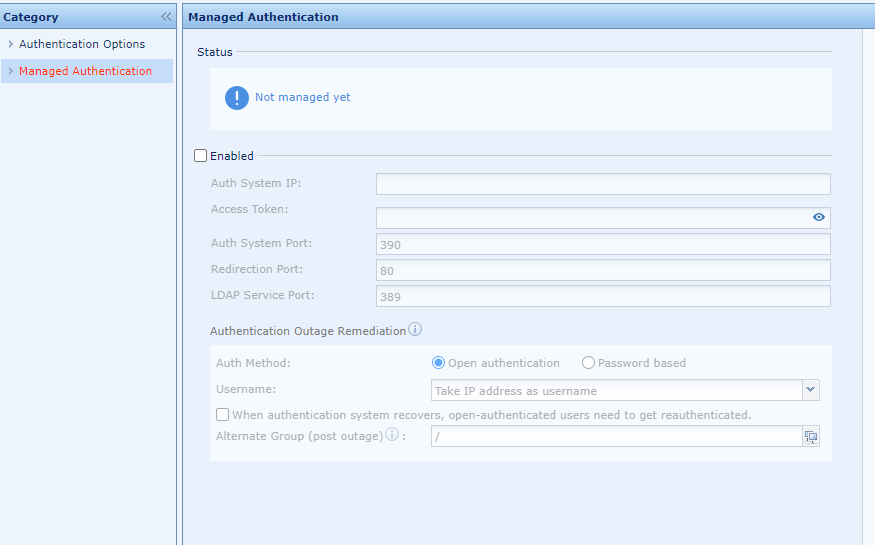 IAG Managed Authentication Configuration