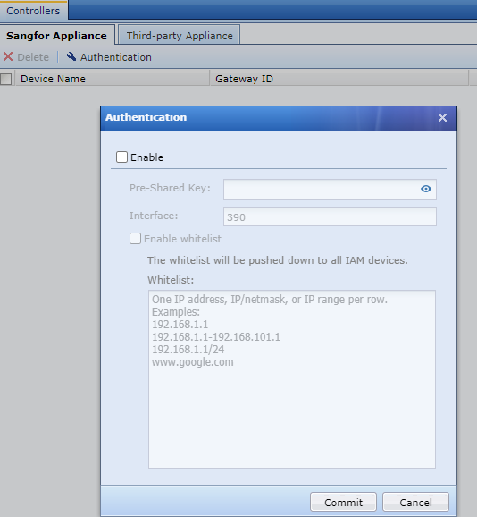 IAG Controllers - Sangfor Appliance Authentication Settings