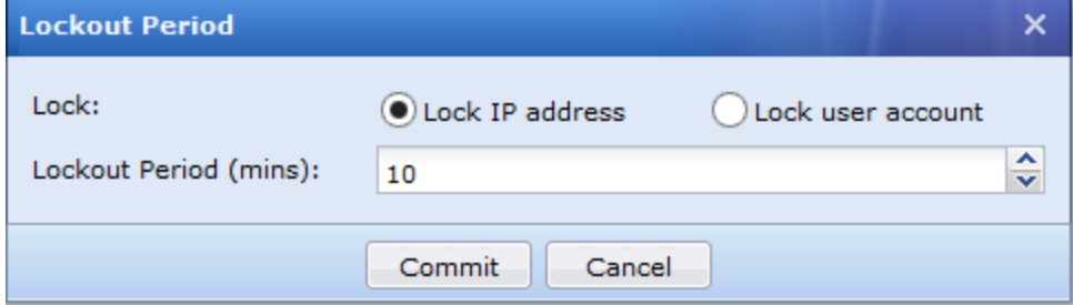 Lockout Period settings for IP address or user account lock
