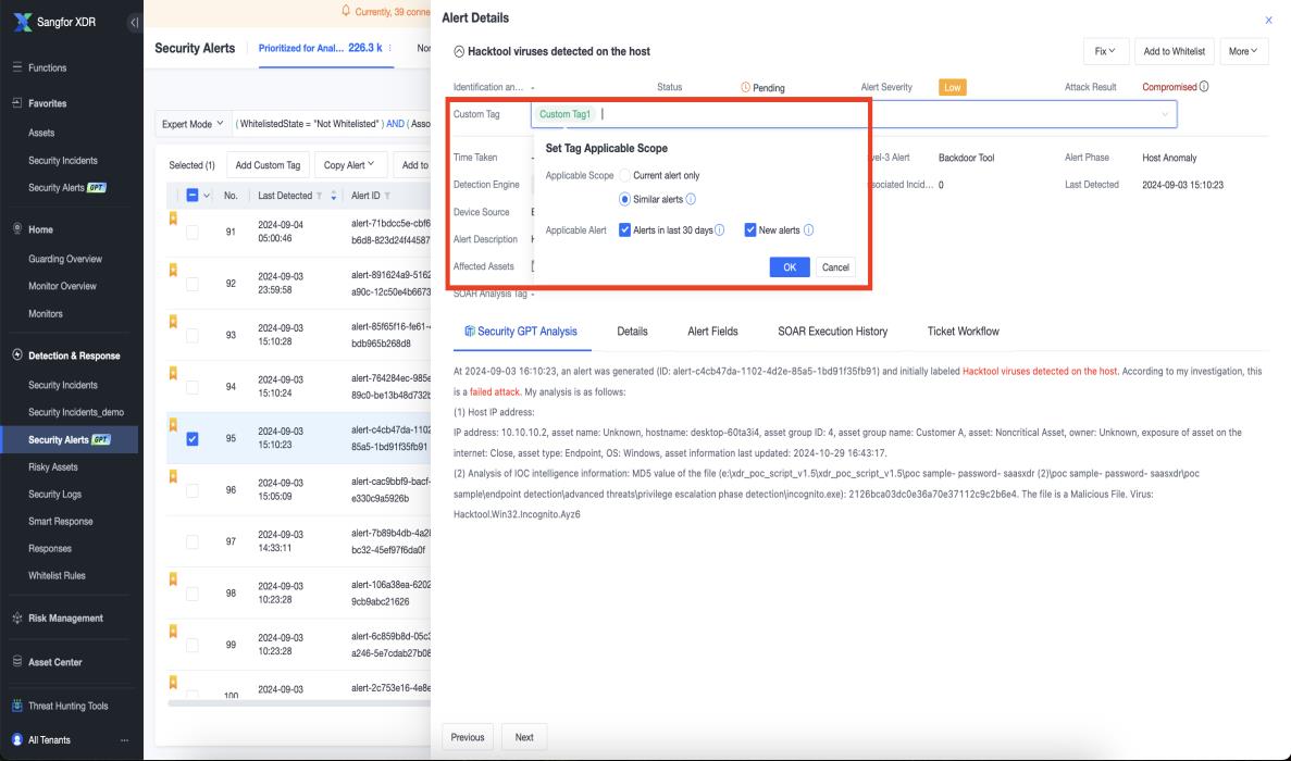 Set Tag Applicable Scope dialog for Custom Tag configuration