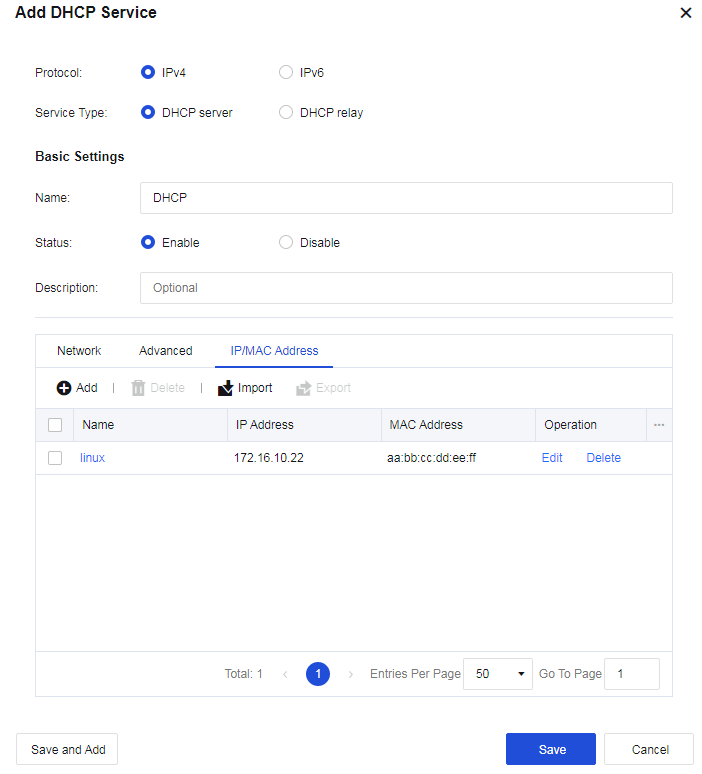 DHCP IP/MAC Address reservation