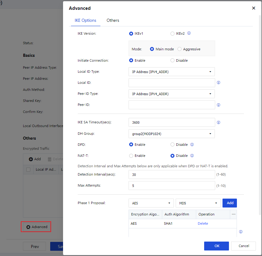 IPSec VPN Advanced - IKE Options, Phase 1 Proposal, DPD, NAT-T