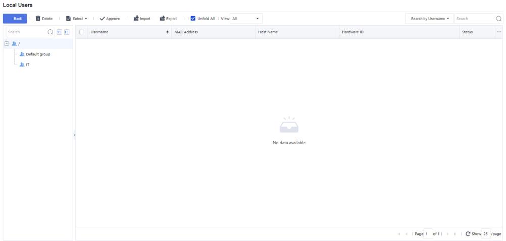 หน้า Local Users แสดงรายชื่อ User ที่ Bind กับ Auth Server
