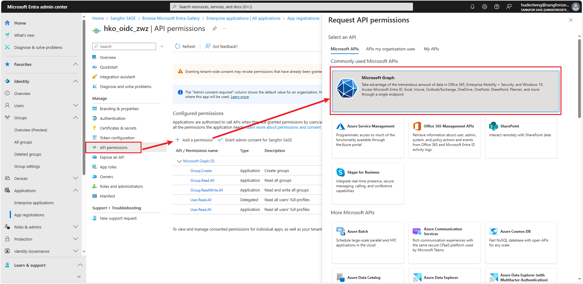 Azure AD API permissions Microsoft Graph