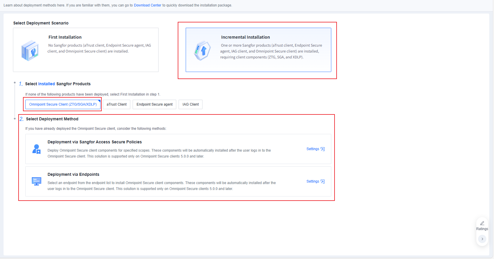 Incremental deployment via Omnipoint Secure Client through aTrust