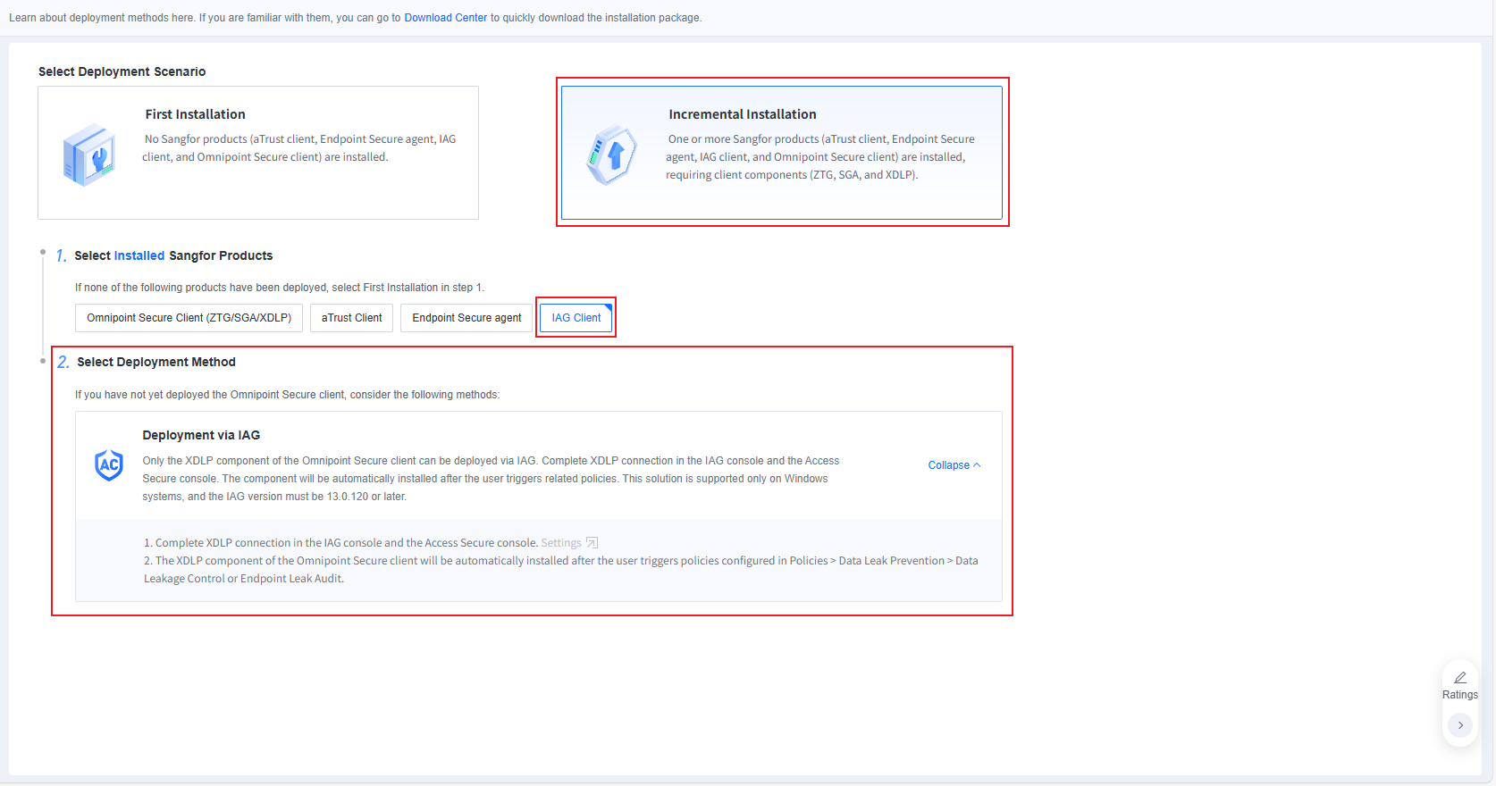 Incremental deployment via IAG endpoint