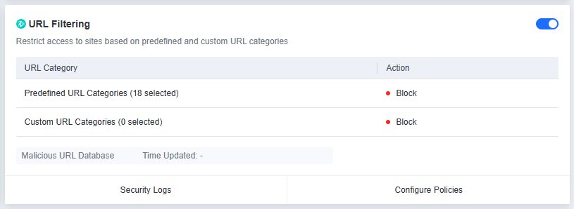 URL Filtering card