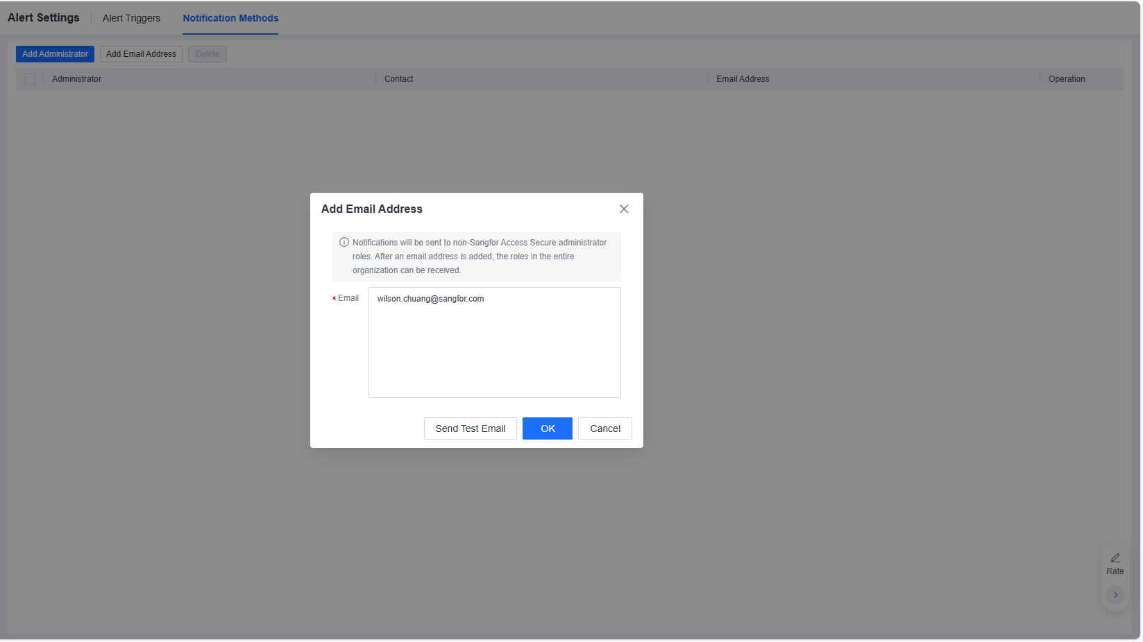 Add Email Address for alert notifications
