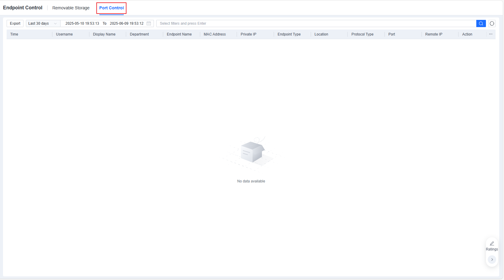 Endpoint Control Port Control logs