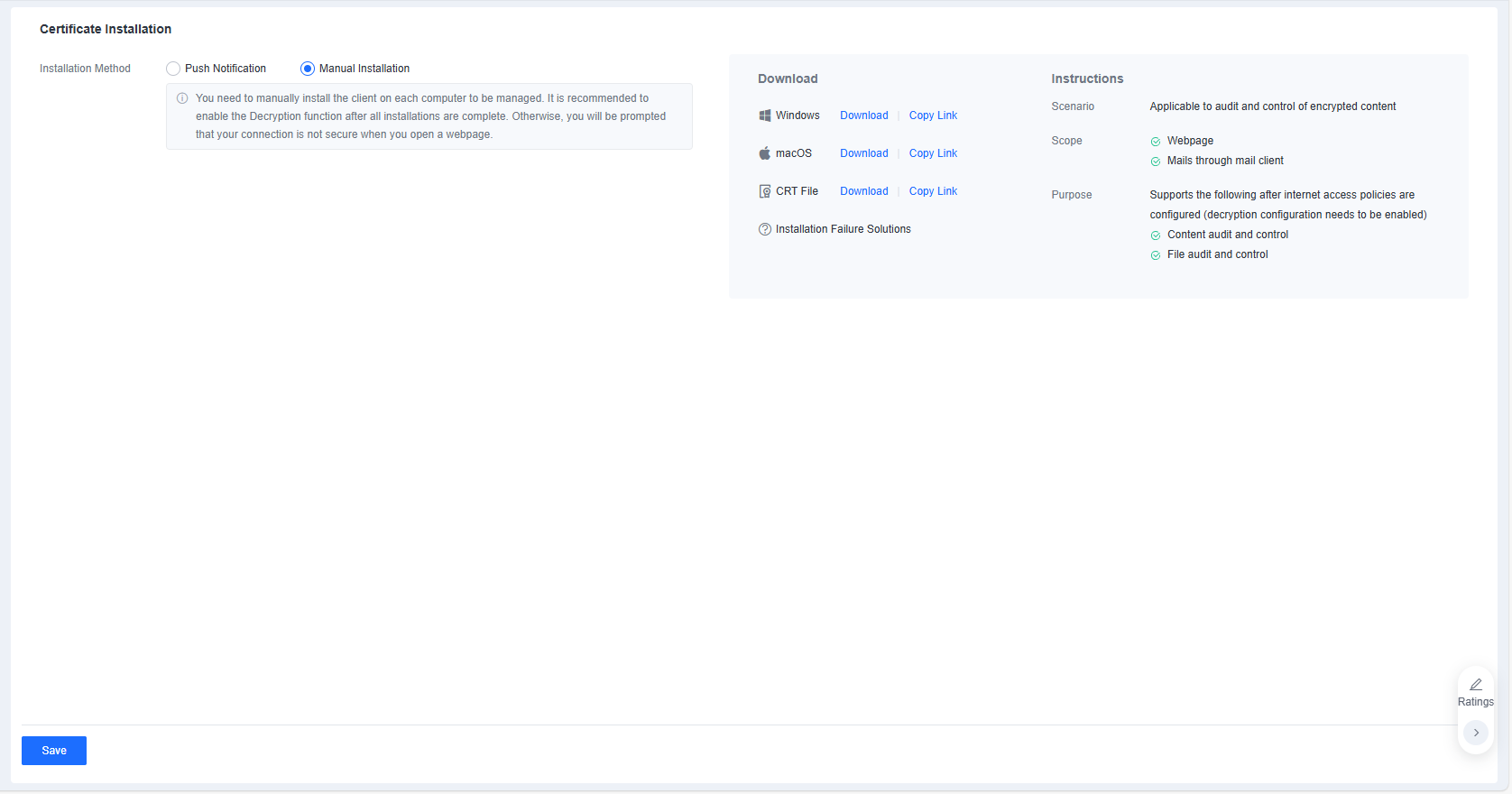 SSL Decryption certificate installation downloads