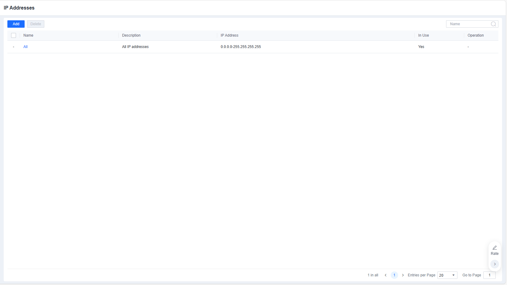 IP Addresses object list