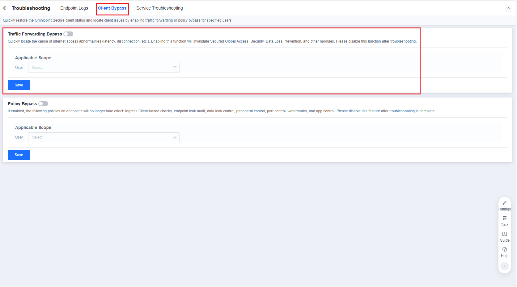 Client Bypass Traffic Forwarding Bypass