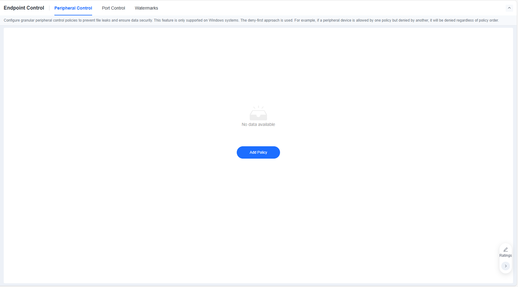 Peripheral Control empty page