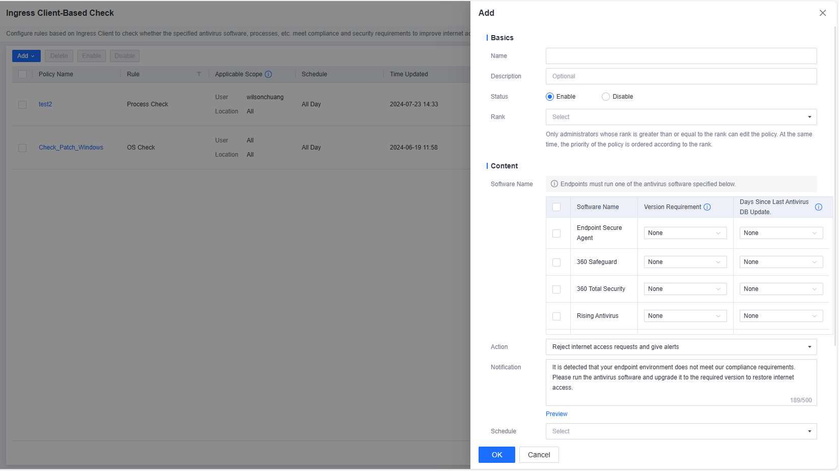 Add Antivirus Software Check policy